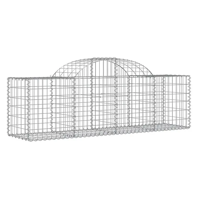Furnicato Gabione - 50 x 200 x 80 cm, Metall, Maschenbreite: 50 mm, Maschenhöhe: 100 mm - Grauer Drahtgitter-Gabionenkorb mit rechteckigem Boden und gewölbter Oberseite für Stützmauern oder Landschaftsgestaltung.