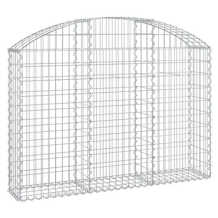 Furnicato Gabione - 30 x 150 x 120 cm, Metall, Maschenbreite: 50 mm, Maschenhöhe: 100 mm - Gabionenkäfig aus silbernem Drahtgeflecht mit gewölbter Oberseite, zum Befüllen mit Steinen.