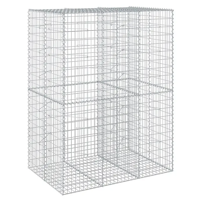 Furnicato Gabione - 150 x 100 x 200 cm, Metall, Maschenbreite: 50 mm, Maschenhöhe: 100 mm - Leerer Gabionenkasten aus silbernem Drahtgeflecht mit Innenteilern, ideal für Landschafts- und Bauprojekte.