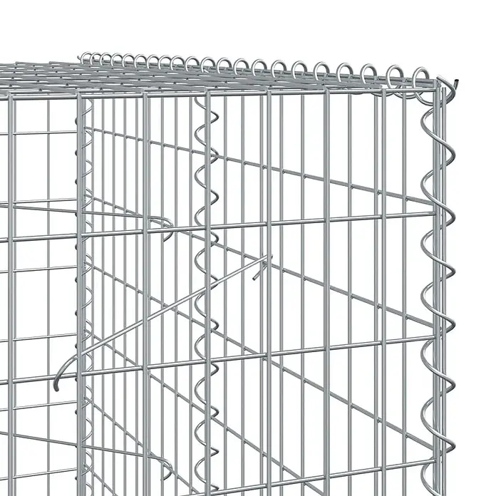 Furnicato Gabione - 150 x 100 x 200 cm, Metall, Maschenbreite: 50 mm, Maschenhöhe: 100 mm - Verzinkter Stahl-Gabionenkorb-Eckteil mit Spiralverbindern und oberen Haken.