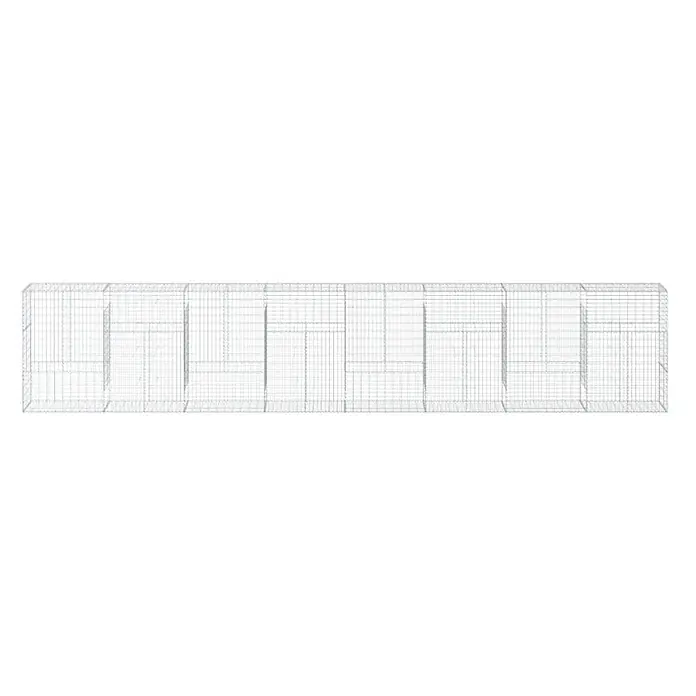 Furnicato Gabione - 800 x 50 x 150 cm, Metall, Maschenbreite: 50 mm, Maschenhöhe: 100 mm - Langes, rechteckiges Drahtgittergehäuse mit inneren Trennwänden, ähnlich einem Gabionenkorb oder Mehrkammergehege.