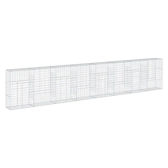 Furnicato Gabione - 800 x 50 x 150 cm, Metall, Maschenbreite: 50 mm, Maschenhöhe: 100 mm - Rechteckiger Gabionenkorb aus Drahtgitter mit inneren Unterteilungen, silbergrau.