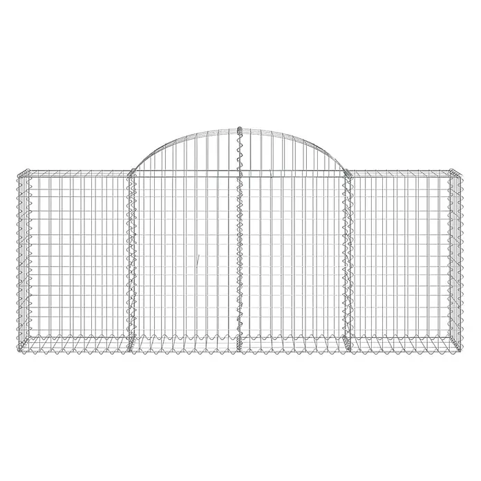 Furnicato Gabione - 100 x 200 x 30 cm, Metall, Maschenbreite: 50 mm, Maschenhöhe: 100 mm - Silberner Drahtgitter-Gabionenkorb mit gewölbter Oberseite, zur Befüllung mit Steinen für Stützmauern oder Dekoration.