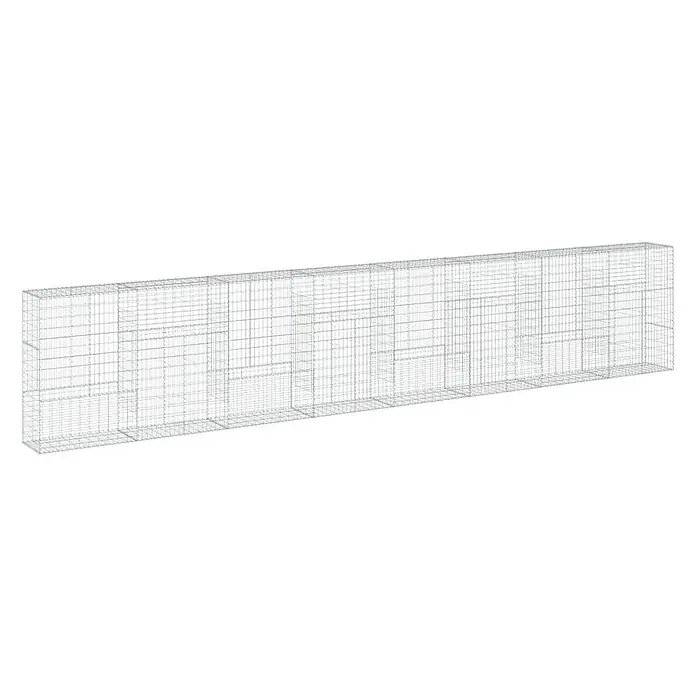 Furnicato Gabione - 800 x 50 x 150 cm, Metall, Maschenbreite: 50 mm, Maschenhöhe: 100 mm - Länglicher, rechteckiger Gabionen-Drahtgeflechtkäfig, füllbereit, in silbergrauer Ausführung.
