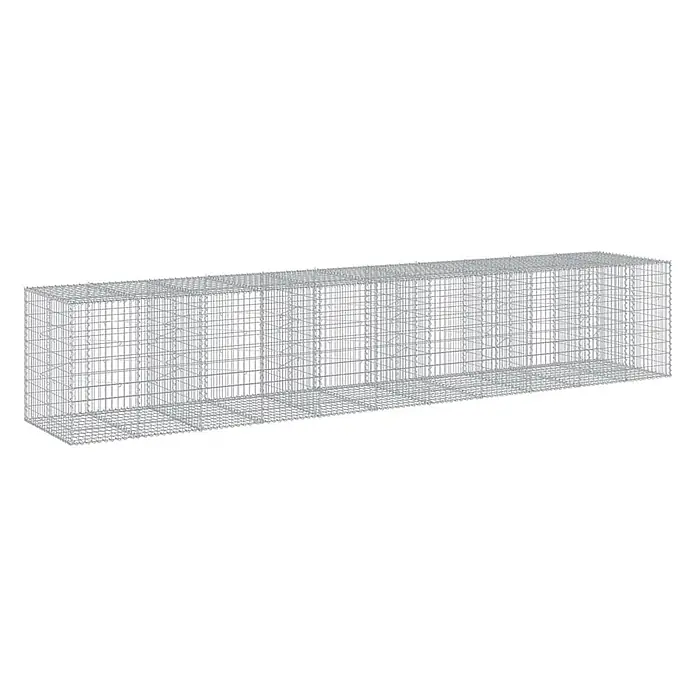 Furnicato Gabione - 550 x 100 x 100 cm, Metall, Maschenbreite: 50 mm, Maschenhöhe: 100 mm - Leerer, rechteckiger Gabionenkorb aus stabilem silbergrauem Drahtgeflecht, bereit zur Befüllung.