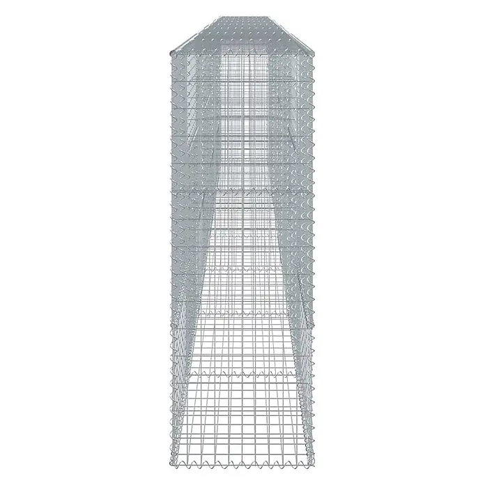 Furnicato Gabione - 800 x 50 x 150 cm, Metall, Maschenbreite: 50 mm, Maschenhöhe: 100 mm - Hoher silberner Gabionenkorb aus Metallgitter mit konischem Oberteil.