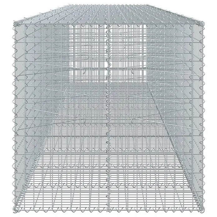 Furnicato Gabione - 550 x 100 x 100 cm, Metall, Maschenbreite: 50 mm, Maschenhöhe: 100 mm - Ein leerer, silberner Gabionenkorb aus Metall, bereit zur Befüllung und Konstruktion.