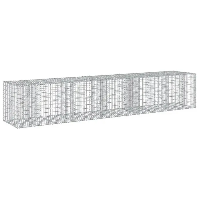 Furnicato Gabione - 550 x 100 x 100 cm, Metall, Maschenbreite: 50 mm, Maschenhöhe: 100 mm - Langer rechteckiger Gabionenkorb aus grauem Metalldraht.
