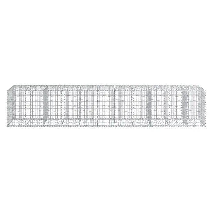 Furnicato Gabione - 550 x 100 x 100 cm, Metall, Maschenbreite: 50 mm, Maschenhöhe: 100 mm - Silberner Drahtgeflecht-Gabionenkorb für Stützmauern, lange Rechteckform mit Innenteilern.