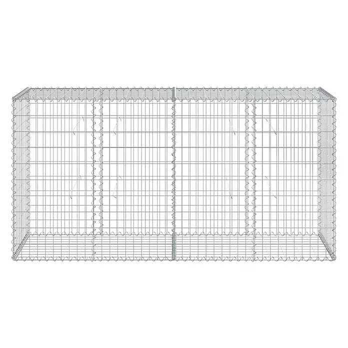 Furnicato Gabione - 200 x 50 x 100 cm, Metall, Maschenbreite: 50 mm, Maschenhöhe: 100 mm - Leerer grauer Drahtgabionenkorb, bereit zum Befüllen mit Steinen.