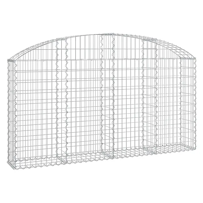 Furnicato Gabione - 120 x 200 x 30 cm, Metall, Maschenbreite: 50 mm, Maschenhöhe: 100 mm - Silberfarbener Gabionenkorb aus verzinktem Stahldrahtgeflecht mit gewölbter Oberseite.