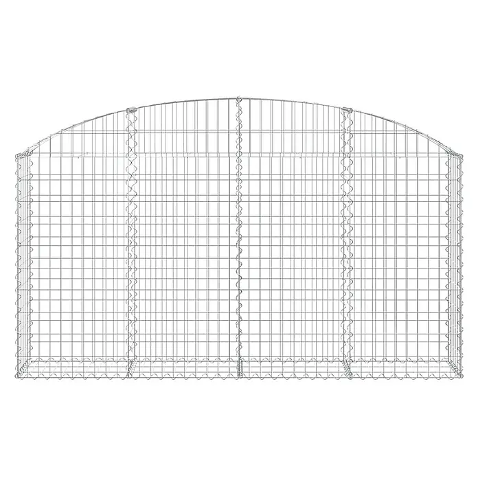 Furnicato Gabione - 120 x 200 x 30 cm, Metall, Maschenbreite: 50 mm, Maschenhöhe: 100 mm - Silberner Drahtgitter-Gabionenkorb mit gewölbter Oberseite für Gehege oder Stützmauern.