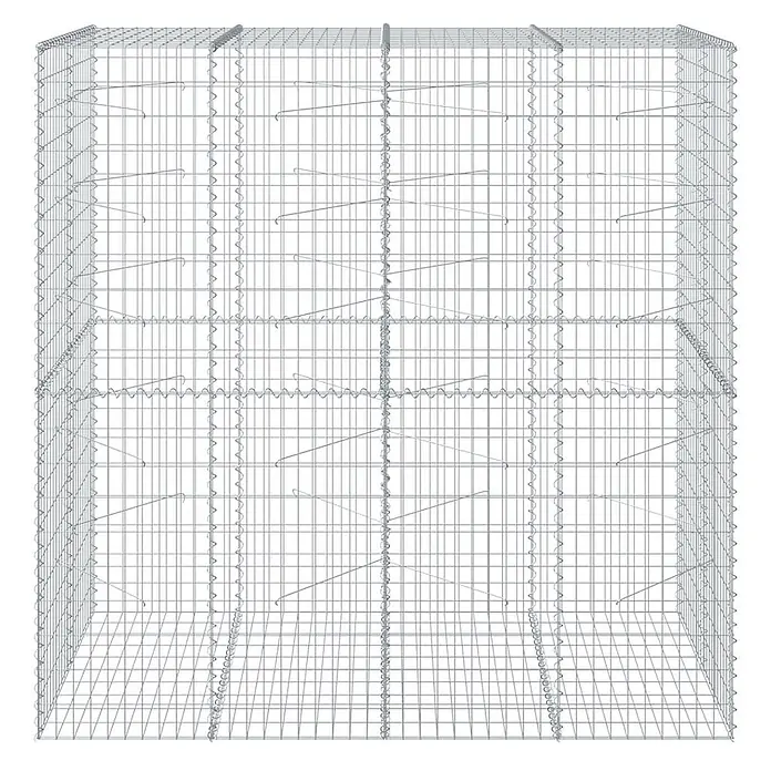 Furnicato Gabione - 200 x 100 x 200 cm, Metall, Maschenbreite: 50 mm, Maschenhöhe: 100 mm - Leerer Gabionenkorb aus verzinktem Drahtgeflecht mit inneren Verstrebungen.