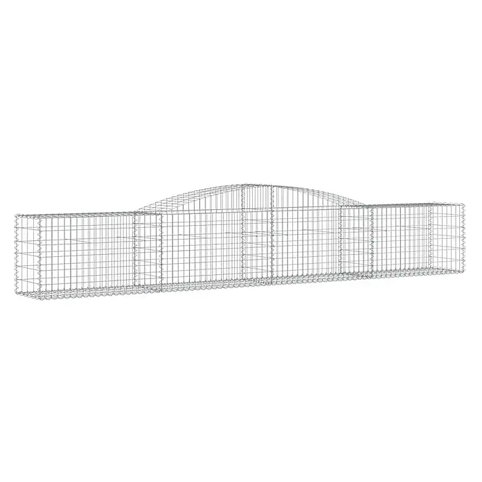Furnicato Gabione - 80 x 400 x 50 cm, Metall, Maschenbreite: 50 mm, Maschenhöhe: 100 mm - Grauer Drahtgitter-Gabionenkorb mit mittigem Bogenabschnitt.