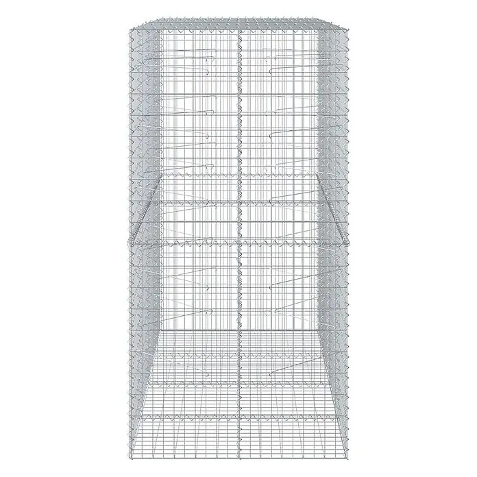 Furnicato Gabione - 200 x 100 x 200 cm, Metall, Maschenbreite: 50 mm, Maschenhöhe: 100 mm - Leerer Gabionenkorb aus silbernem Drahtgeflecht.