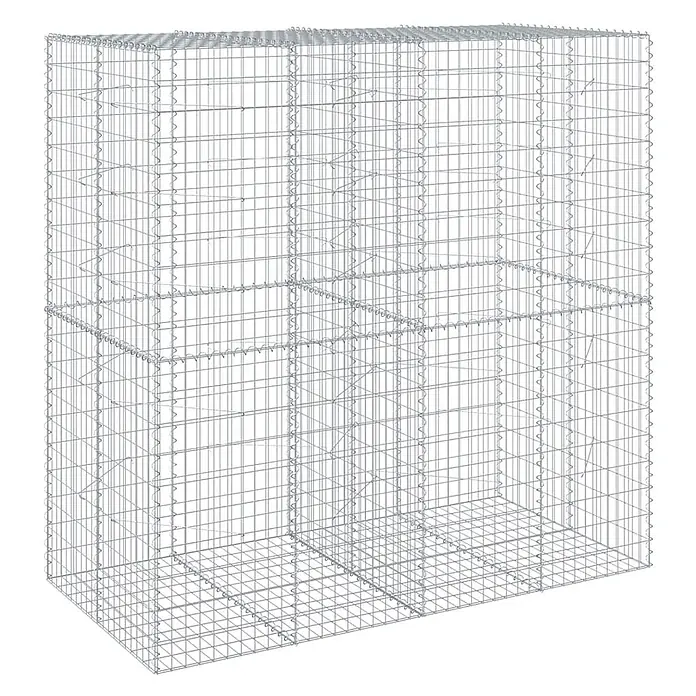 Furnicato Gabione - 200 x 100 x 200 cm, Metall, Maschenbreite: 50 mm, Maschenhöhe: 100 mm - Leerer rechteckiger Gabionenkorb aus verzinktem Drahtgeflecht mit inneren Trennwänden.