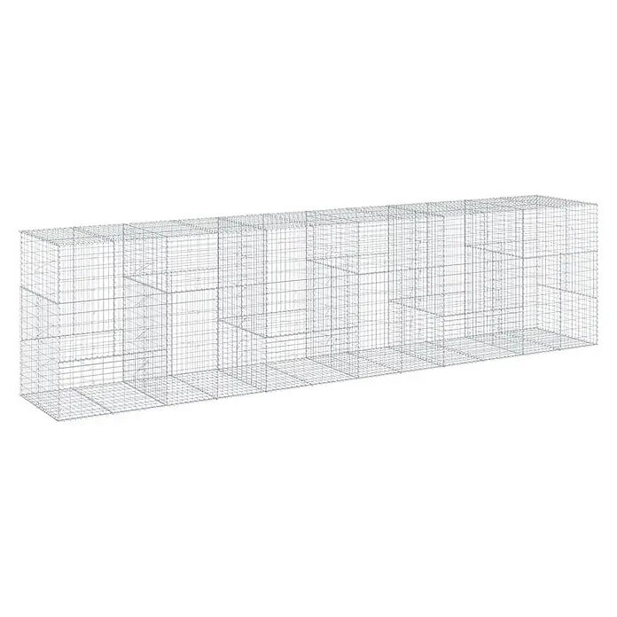 Furnicato Gabione - 600 x 100 x 150 cm, Metall, Maschenbreite: 50 mm, Maschenhöhe: 100 mm - Langer, rechteckiger Drahtgitterkäfig mit mehreren Innenfächern, geeignet für Gabionen oder Gehege.