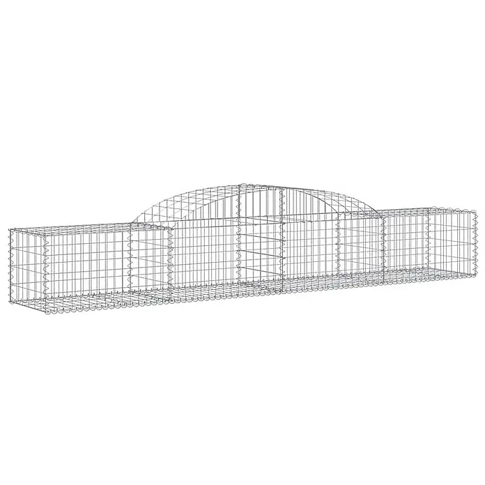 Furnicato Gabione - 50 x 300 x 60 cm, Metall, Maschenbreite: 50 mm, Maschenhöhe: 100 mm - Gabione aus silbernem Drahtgeflecht in langer Rechteckform mit gewölbter Oberseite in der Mitte.