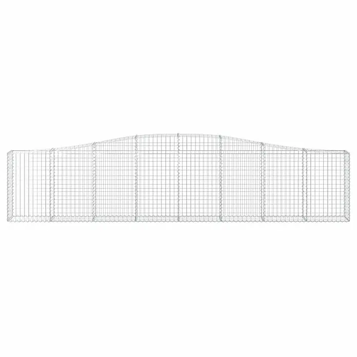 Furnicato Gabione - 30 x 400 x 100 cm, Metall, Maschenbreite: 50 mm, Maschenhöhe: 100 mm - Lange, modulare Gabionenwand aus silbernem Metallgeflecht mit leicht gewölbter Oberseite.