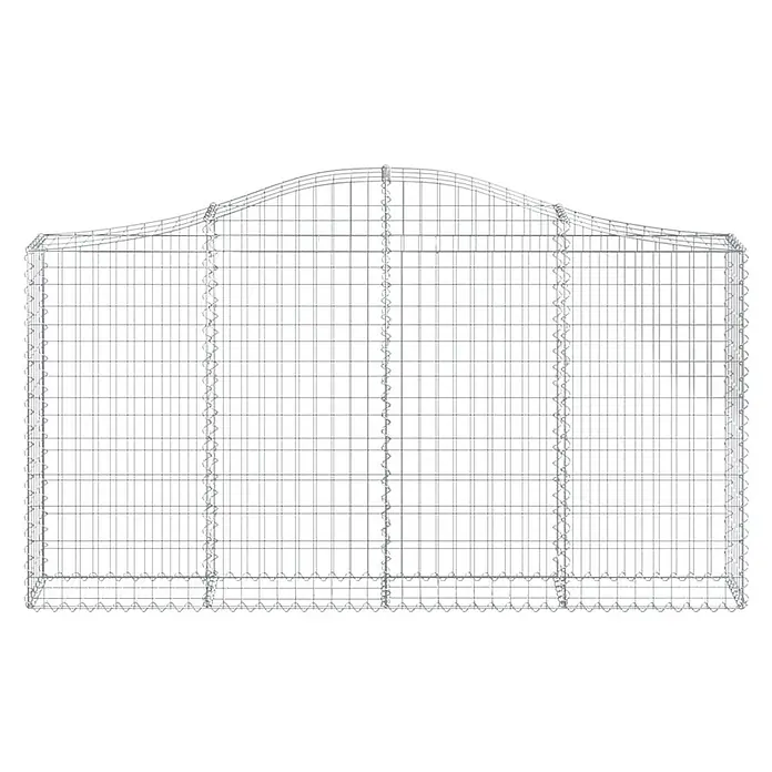 Furnicato Gabione - 30 x 200 x 120 cm, Metall, Maschenbreite: 50 mm, Maschenhöhe: 100 mm - Gabionenkorb aus silbernem Drahtgeflecht mit dekorativ geschwungener Oberseite für Stützmauern.