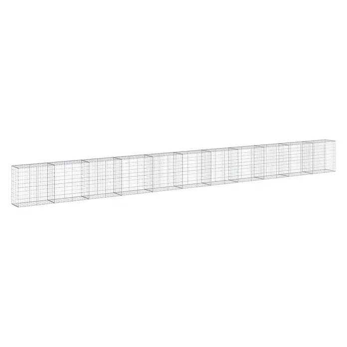 Furnicato Gabione - 1.100 x 50 x 100 cm, Metall, Maschenbreite: 50 mm, Maschenhöhe: 100 mm - Langer rechteckiger Gabionenkorb aus Metallgitter mit mehreren Kammern, bereit zum Befüllen.