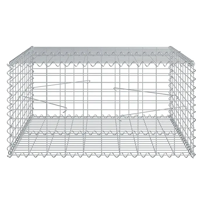 Furnicato Gabione - 100 x 100 x 50 cm, Metall, Maschenbreite: 50 mm, Maschenhöhe: 100 mm - Leerer Gabionenkorb aus verzinktem Silberdraht.