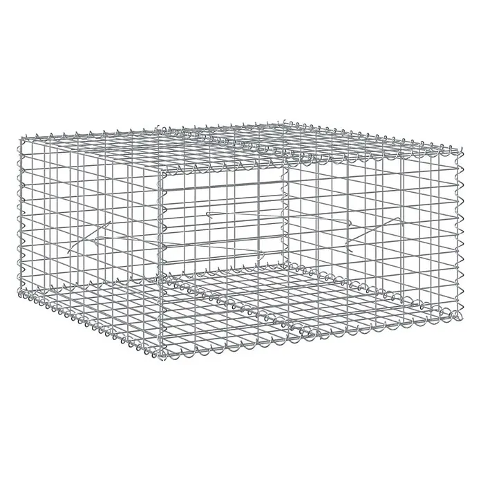 Furnicato Gabione - 100 x 100 x 50 cm, Metall, Maschenbreite: 50 mm, Maschenhöhe: 100 mm - Rechteckiger Gabionenkorb aus silbernem Drahtgeflecht.