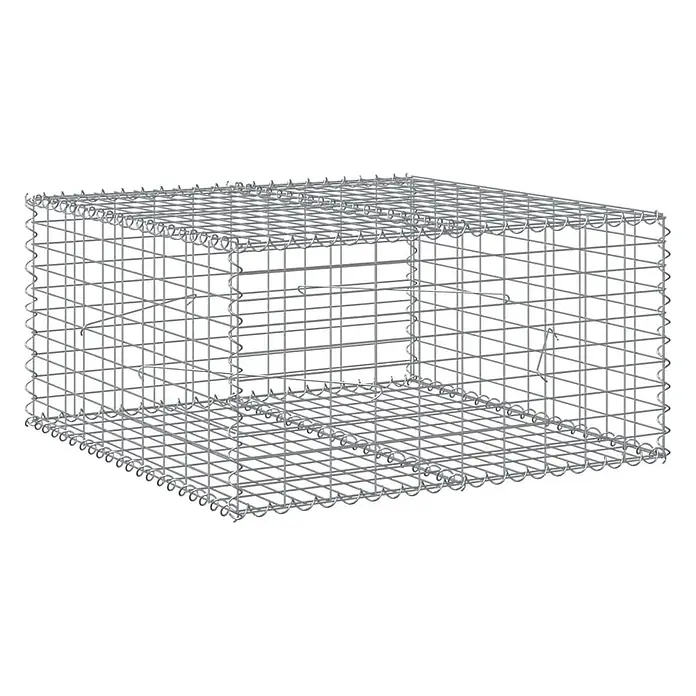 Furnicato Gabione - 100 x 100 x 50 cm, Metall, Maschenbreite: 50 mm, Maschenhöhe: 100 mm - Rechteckiger Gabionenkorb aus silbernem Metalldraht.