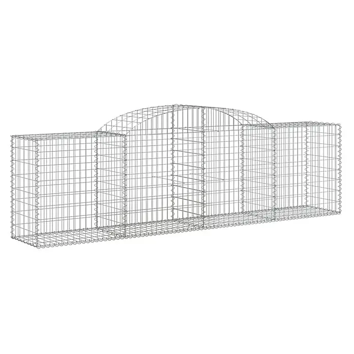 Furnicato Gabione - 50 x 300 x 100 cm, Metall, Maschenbreite: 50 mm, Maschenhöhe: 100 mm - Grauer Drahtgitter-Gabionenkorb mit gewölbtem Bogendesign, ideal für die Landschaftsgestaltung.