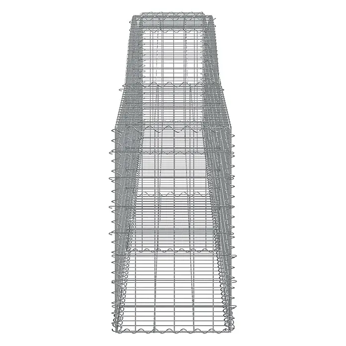 Furnicato Gabione - 100 x 400 x 50 cm, Metall, Maschenbreite: 50 mm, Maschenhöhe: 100 mm - Rechteckiger, leerer Gabionenkorb aus silbergrauem verzinktem Drahtgeflecht mit inneren Trennwänden.