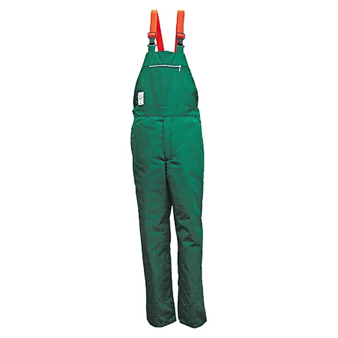 Pantalón de peto CrissCross - XXL, Verde/Naranja - Peto de trabajo verde aislado con tirantes naranja y cremallera práctica, ideal para uso profesional.