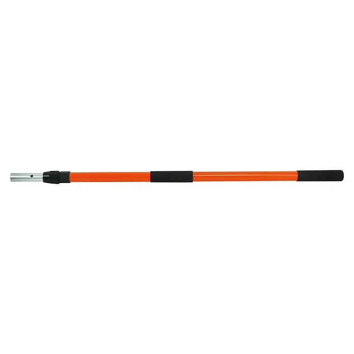 Mondelin Teleskopstange - Verstellbar: 110 mm - 210 mm - Orangefarbener Verlängerungsstiel mit schwarzen Griffen und silberner Metallspitze, passend für Werkzeuge.