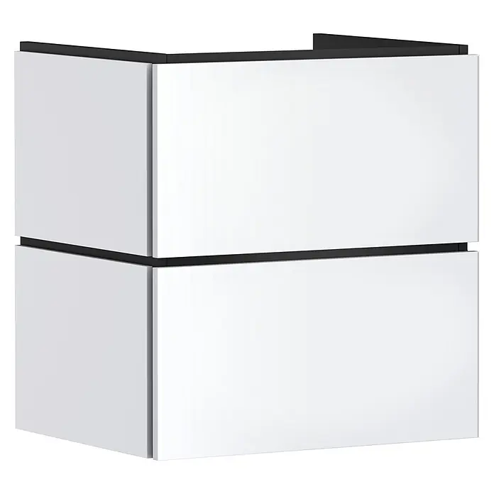 Hansgrohe Xilesa E Waschtischunterschrank - B x T x H: 58 x 47 x 62 cm, Mattweiß - Weißes modulares Schubladenelement mit schwarzer Zierleiste und zwei Schubladen.