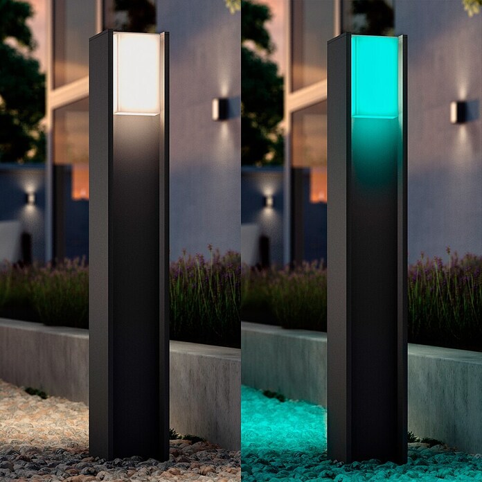 Philips Hue Außensockelleuchte Turaco (Farbe Gehäuse: Anthrazit, Warmweiß, 121 x 121 x 401 mm, Mit Leuchtmittel) | BAUHAUS