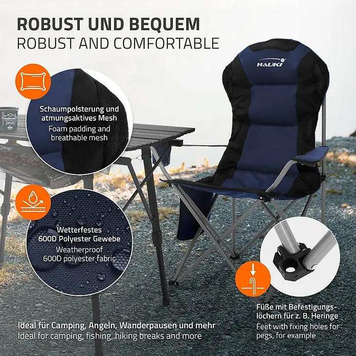Campingmöbel Set 3tlg. faltbar Tisch Braun mit 2 Stühlen Blau Metall online kaufen bei BAUHAUS
