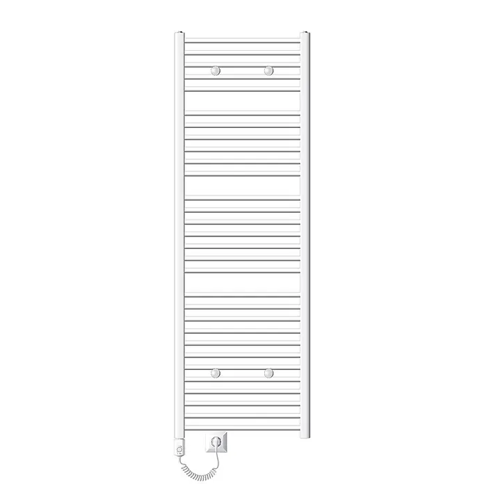 ECD Germany Elektro-Badheizkörper Designheizkörper Handtuchtrockner Handtuchheizkörper Handtuchheizung - B x H: 60 x 180 cm - Weißer elektrischer Handtuchheizkörper mit Querstreben und Netzkabel.