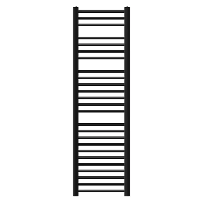 LuxeBath Elektro-Badheizkörper Designheizkörper Sahara Handtuchheizkörper Handtuchwärmer - B x H: 0 x 150 mm - Schwarzer vertikaler Handtuchheizkörper mit zahlreichen horizontalen Stangen.