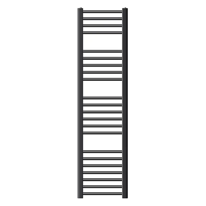 LuxeBath Elektro-Badheizkörper Handtuchwärmer Elektrisch 300x1400 mm Anthrazit gerade mit Heizstab 1200W - B x H: 30 x 140 mm - Schwarzer beheizbarer Handtuchhalter mit mehreren Querstreben.
