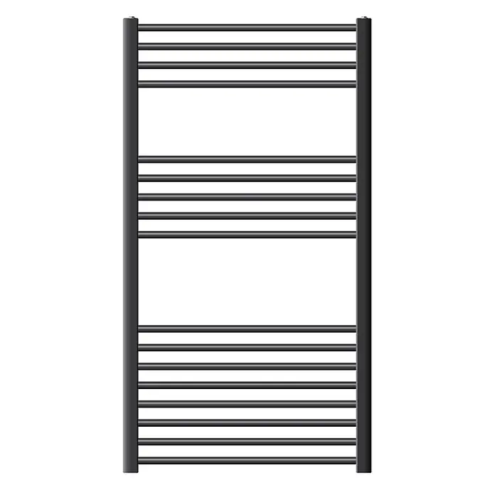 LuxeBath Elektro-Badheizkörper Handtuchwärmer Elektrisch 750x1200 mm Anthrazit gerade mit Heizstab 1200W -  - Dunkelgrauer metallischer Handtuchheizkörper mit mehreren horizontalen Stangen.