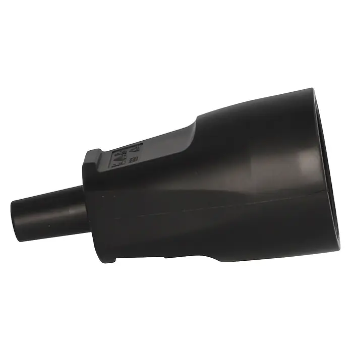 UniTEC Kupplung knickschutz - Kunststoff, Schwarz - Schwarzer elektrischer Stecker mit zylindrischem Ende und konischer Öffnung.