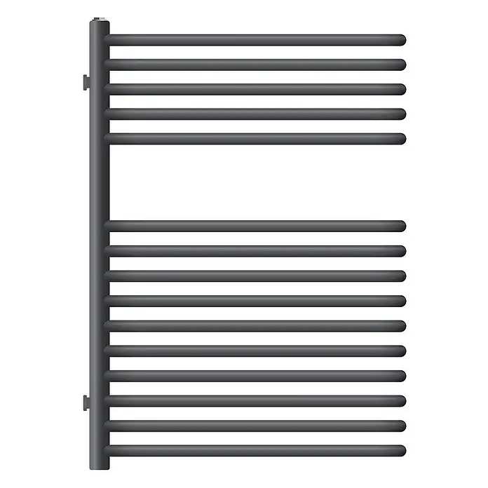 LuxeBath Elektro-Badheizkörper Partition Handtuchwärmer Elektrisch Seitenanschluss mit Heizstab 300W - B x H: 50 x 80 cm - Anthrazitgrauer Metall-Handtuchheizkörper mit horizontalen Stangen.