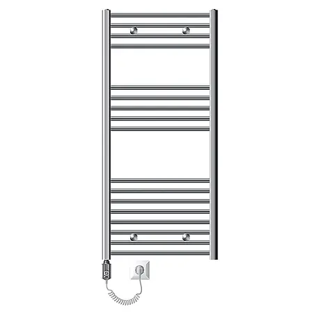 LuxeBath  Elektro-Badheizkörper Handtuchwärmer mit Heizstab 600x1200 mm gebogen Chrome 900W
