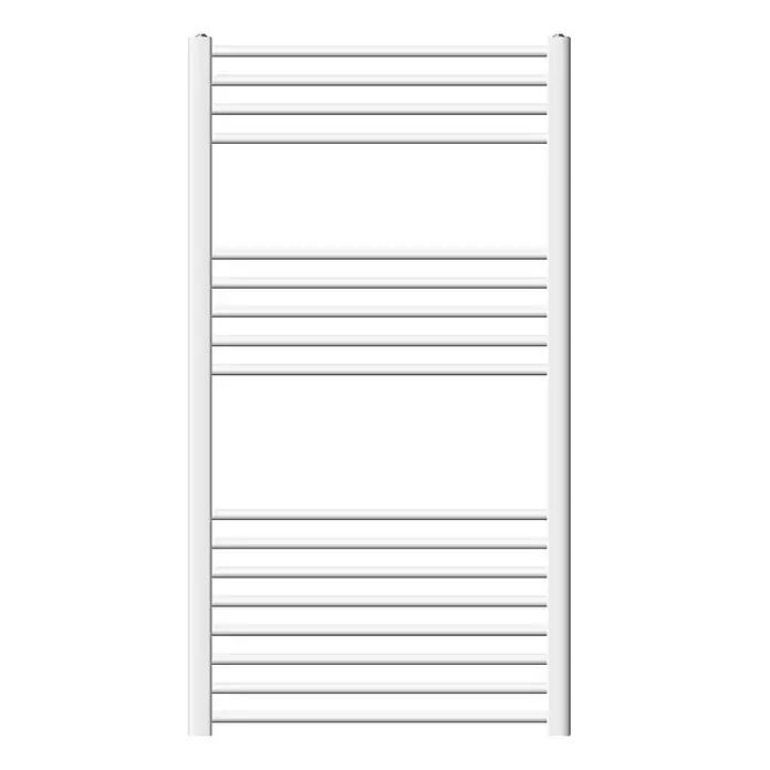 LuxeBath Elektro-Badheizkörper Handtuchwärmer Elektrisch 750x1200 mm Weiß gerade mit Heizstab 900W - B x H: 75 x 120 mm - Weißer Handtuchheizkörper aus Metall mit mehreren Querstreben.