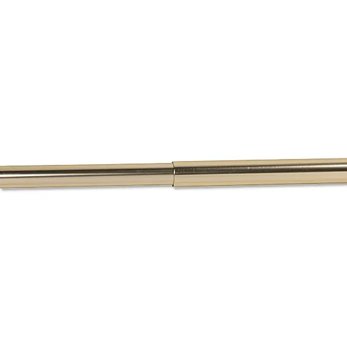 Venus Duschvorhangstange - 70 cm - 115 cm, Durchmesser: 20 mm, Nickel - Nahaufnahme einer goldenen Metallstange, die ein elegantes und raffiniertes Design für Vorhänge oder andere dekorative Zwecke bietet.