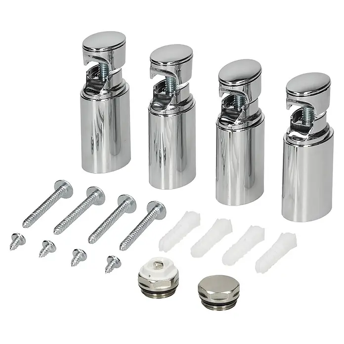 LuxeBath Badheizkörper Design Handtuchheizkörper Handtuchwärmer Seitenanschluss gerade 160 W - Chrom - Verchromte Heizkörperhalterungen, Schrauben, Dübel, Entlüftungsventil und Blindstopfen.