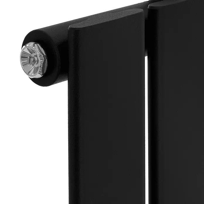 LuxeBath Badheizkörper Paneelheizkörper Handtuchwärmer mit Durchgangsform Thermostatventil - B x H: 5 x 160 mm, Schwarz - Schwarze, strukturierte Heizkörperplatte mit verchromtem Entlüftungsstopfen.