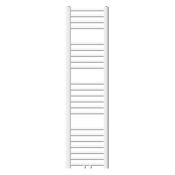 LuxeBath Badheizkörper Design Handtuchheizkörper Handtuchwärmer Mittelanschluss gerade 360 W - B x H: 30 x 140 mm, Weiß - Weißer Handtuchheizkörper im Leiterstil für das Badezimmer.