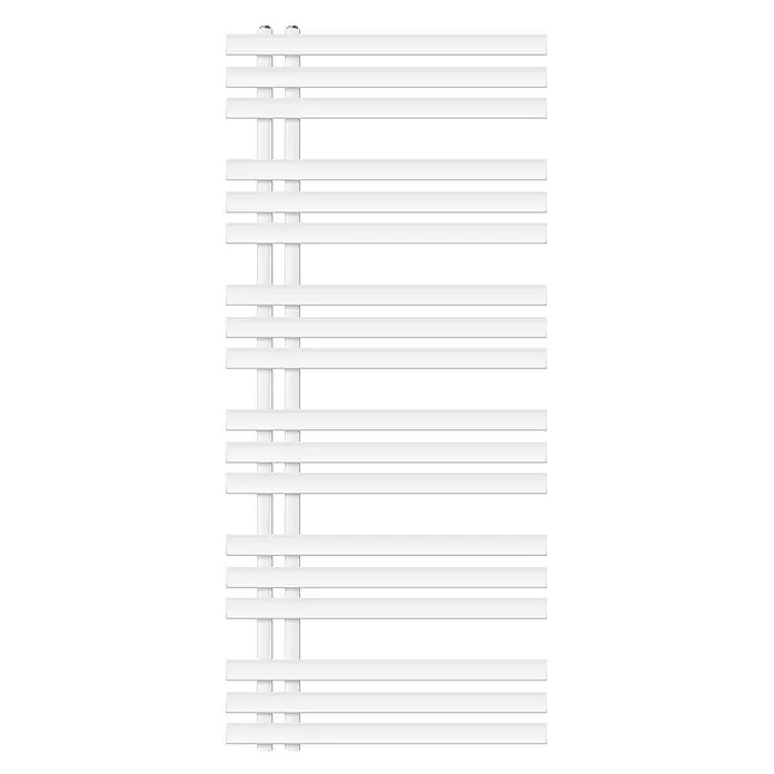 LuxeBath Badheizkörper Design Handtuchheizkörper Handtuchwärmer Mittelanschluss Radiator - B x H: 60 x 140 mm, Weiß - Weißer elektrischer Handtuchwärmer mit horizontalen Stangen.