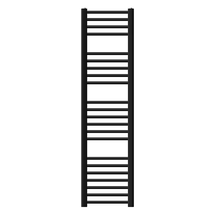 LuxeBath Elektro-Badheizkörper Handtuchwärmermit Heizstab 300x1400mm Schwarz gerade 1200 W -  - Hoher schwarzer Handtuchwärmer aus Metall mit mehreren Querstreben.