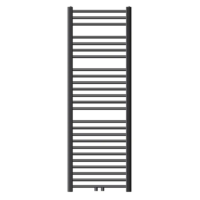 LuxeBath Badheizkörper Design Handtuchheizkörper Handtuchwärmer Mittelanschluss gerade 570 W - B x H: 50 x 150 mm, Anthrazit - Dunkelgrauer Metall-Handtuchheizkörper mit mehreren Querstreben.